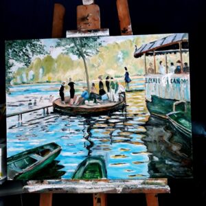 lucien-peintre-reproduction-renoir-bain-a-la-grenouillere-peinture-à-l'huile