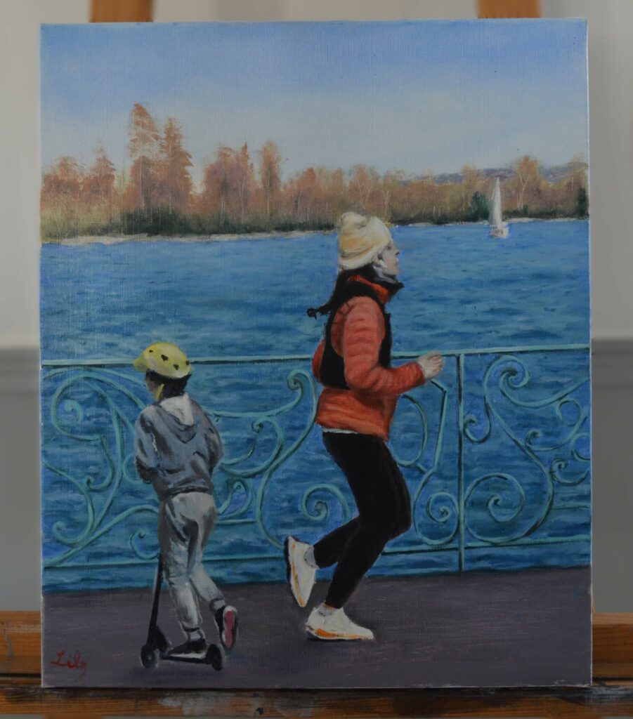 lucien-peintre-joggeuse-trottinette